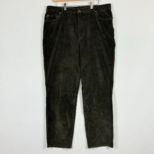 Ralph Lauren Jeans Co Vintage Olive‎ Green Corduroy Flat Front Pants Women's 18W